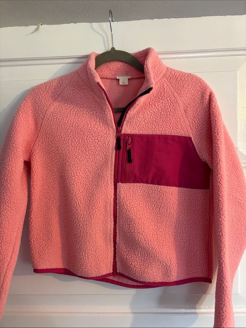 Crewcuts Pink Sherpa Jacket with Magenta Chest Pocket